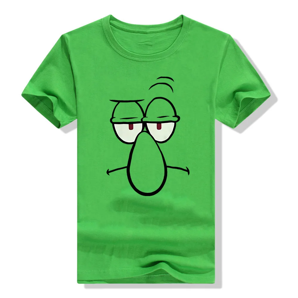 Зеленый Губка Боб Squidward уход за кожей лица футболки новейшая стиль футболка - Цвет: Зеленый