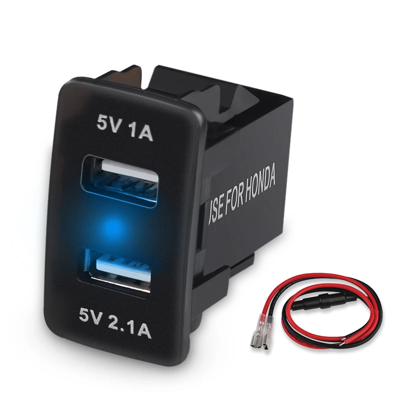 Blue LED 12/24V 3.1A Car Dual USB Phone Charger Port Socket Kit for Power Supply 