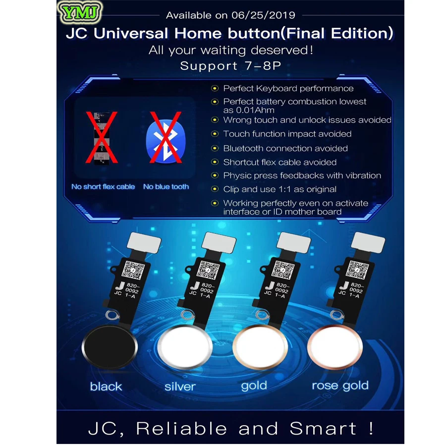 YF JC универсальная Кнопка Home Flex для iPhone 7 7Plus 8 8Plus функция возврата назад решение Кнопка возврата назад