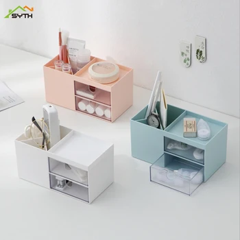

Double drawer desktop storage box makeup plastic compartment finishing box jewelry storage box simple new drawer organizer