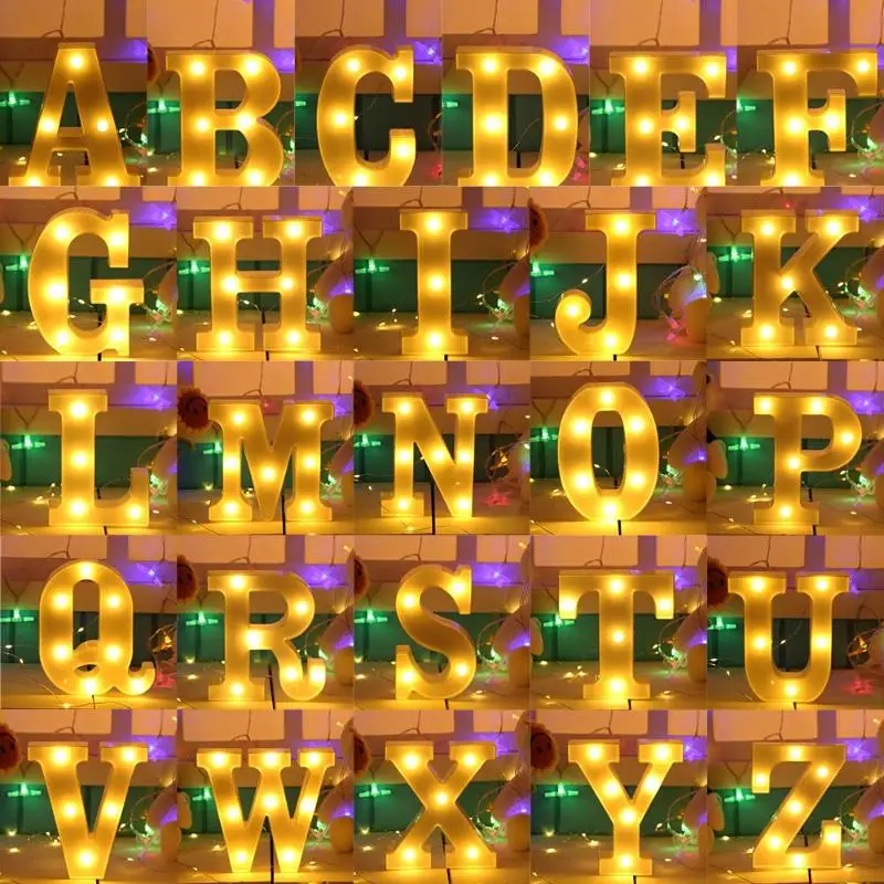 

DIY Christmas Light Marquee Sign Alphabet 3D Wall Hanging 26 English Letter LED Night Light Home Halloween Wedding Party Decor