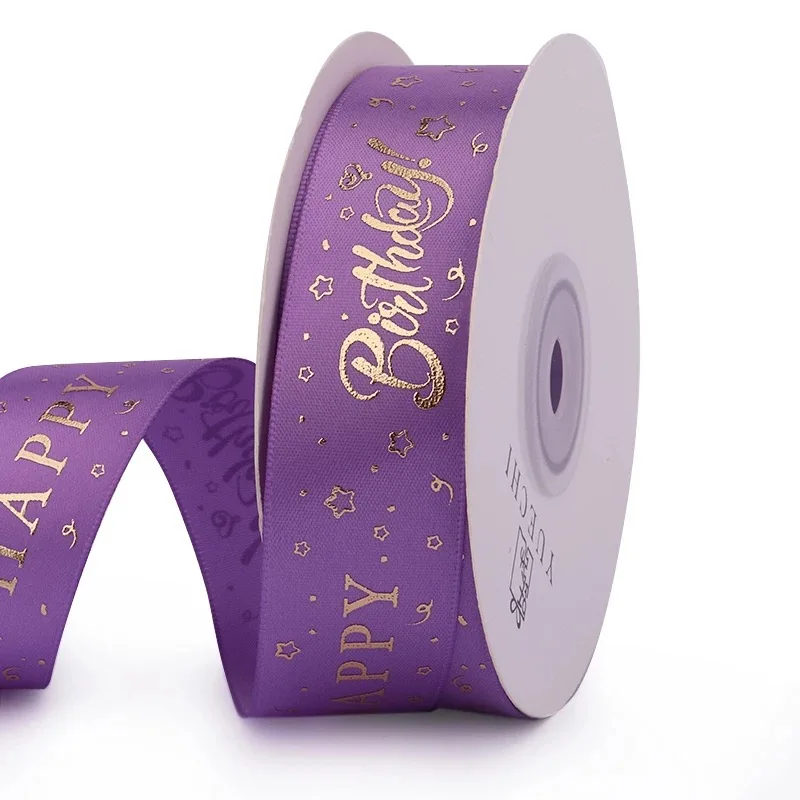 Ruban Happy Birthday Pour Emballage Cadeau Et Travaux Manuels - Satin