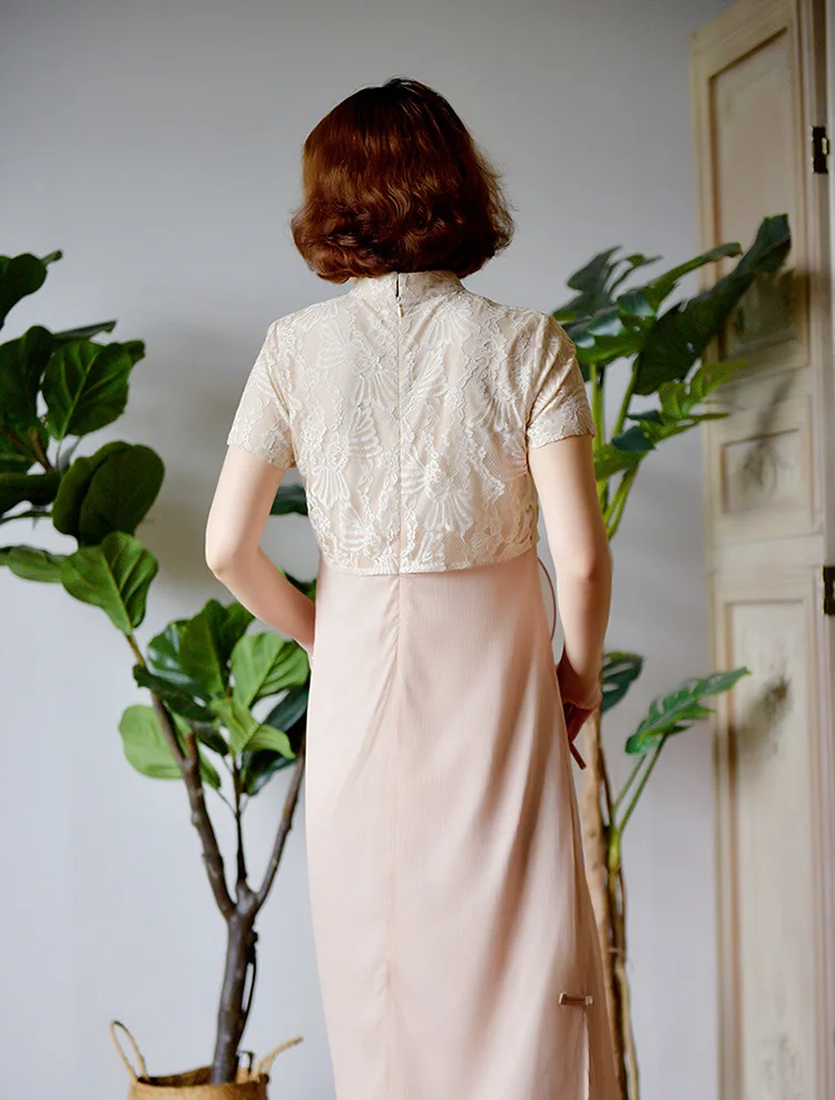 Летняя китайская стильная тарелка с пряжкой Cheongsam платья новые женские кружевные свободные винтажные платья с коротким рукавом