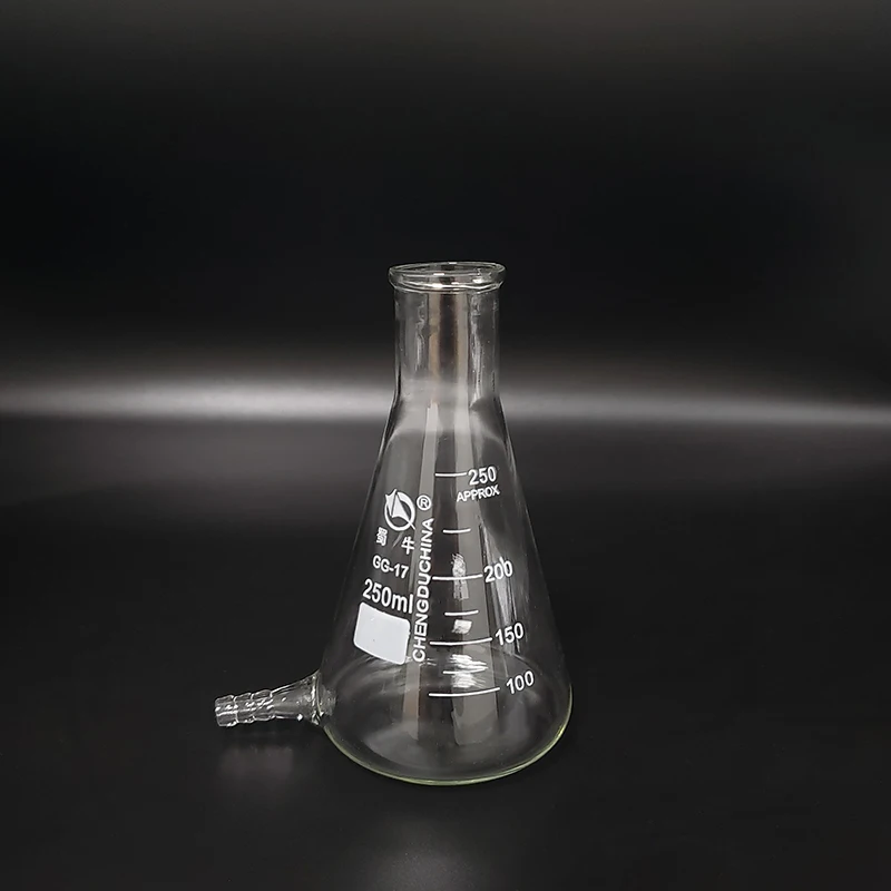 

Filtering flask with Lower tube,Capacity 250ml,Triangle flask with tubules,Lower tube conical flask,With tick marks