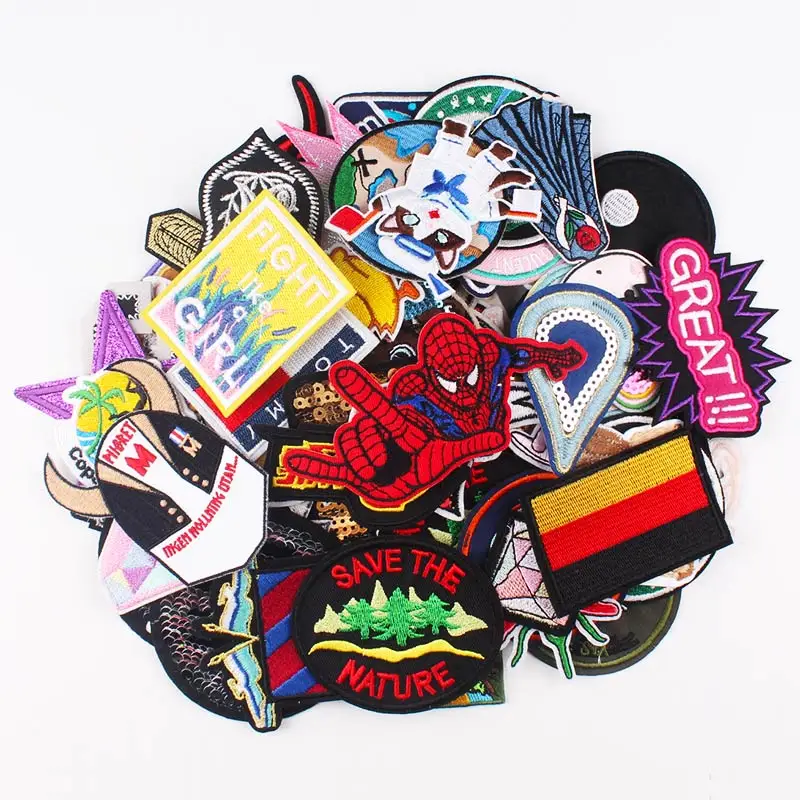 

Nicediy 20pcs/lot Embroidered Patches Mixed Patch Fashion Hippie Cartoon Patch Random Sew On Iron On Cheap Parches For Clothing