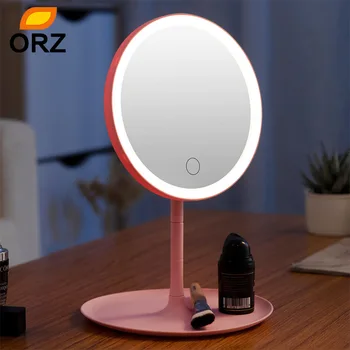

LED Makeup Mirrors With Natural White 3 Modes Touch Vanity Mirrors Detachable Stand Up Desk Table Mirror USB Charge