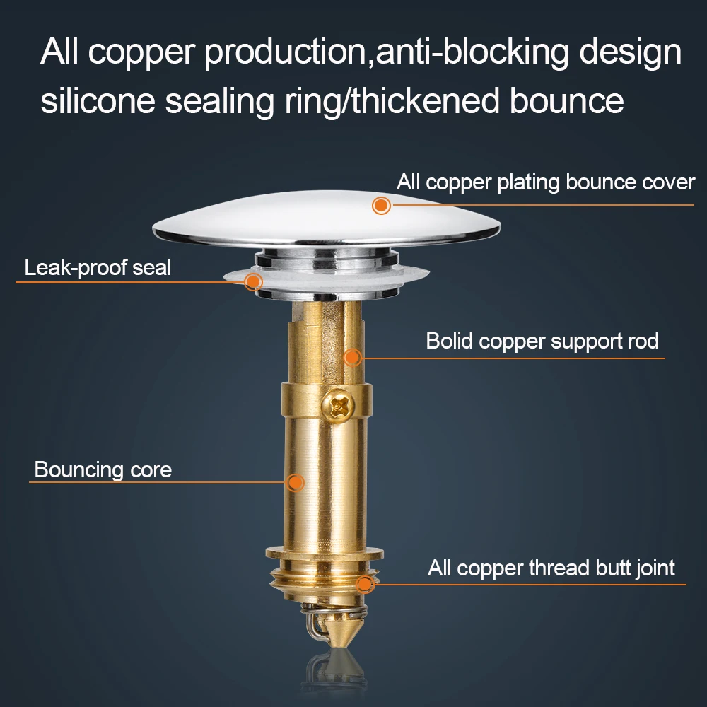Universal Explosion-proof Wash Drain Filter Pop Up Basin Bounce Core Sink Drain Plug Bathroom Lavatory Kitchen Bathtub Tool drain filter kitchen sink filter drain strainer floor drain filter basin sink drain washbasin drain plug basin drain stopper bathroom sink plug bathroom sink stopper