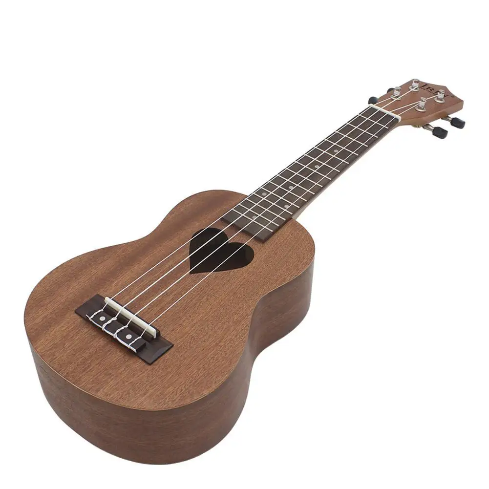 IRIN 21inch Sapele Ukulele Hawaiian Small Guitar 4-string Ukulele Heart-shaped Sound Hole Musical Instrument