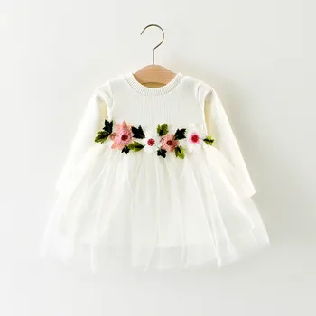 

Baby Girls Tutu Dress Spring Long Sleeve Knitted Party Dress Infant Princess Dress Kids Party Wedding Clothes Vestido Infantil