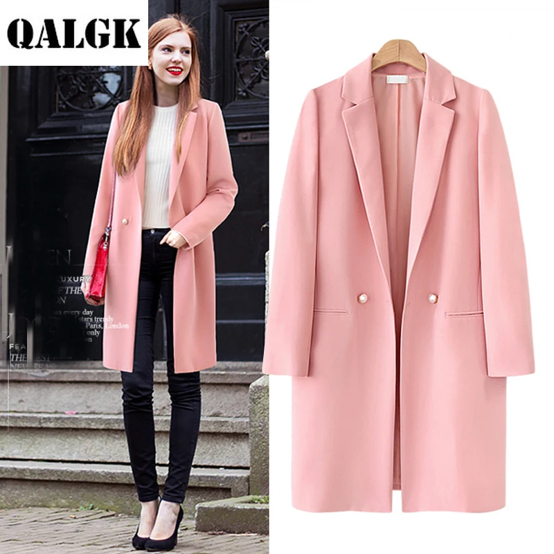 Kleine Pak Vrouwen Lente Pak Nieuwe Engels Stijl Pak Lange casual Grote Maat vrouwen Roze Jas Vrouwen vrouwen jas