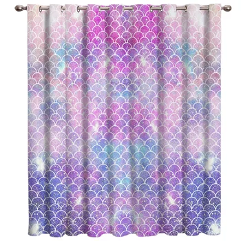 

Beautiful Mermaid Scales Colorful Window Curtains Dark Living Room Outdoor Kitchen Kids Curtains And Drapes Window Valances