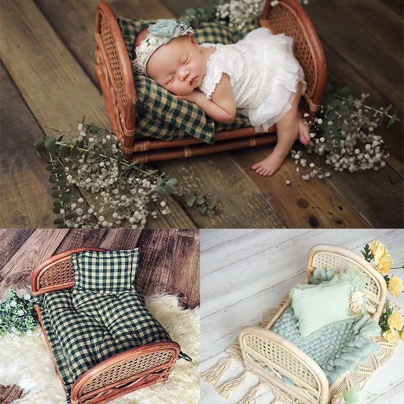 2020 Newborn Photography Accessories Photo Shooting Props Baby Infant Mat Vintage Wooden Basket Bed  Boy And Girl  Accessories