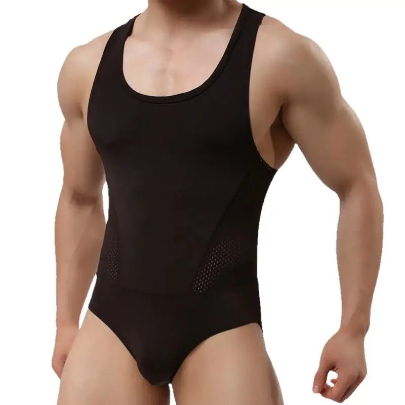Bodysuits Men Shapers Leotard Male Body Building Singlet Underwear Shapewear For Men Vest Breathable Mesh