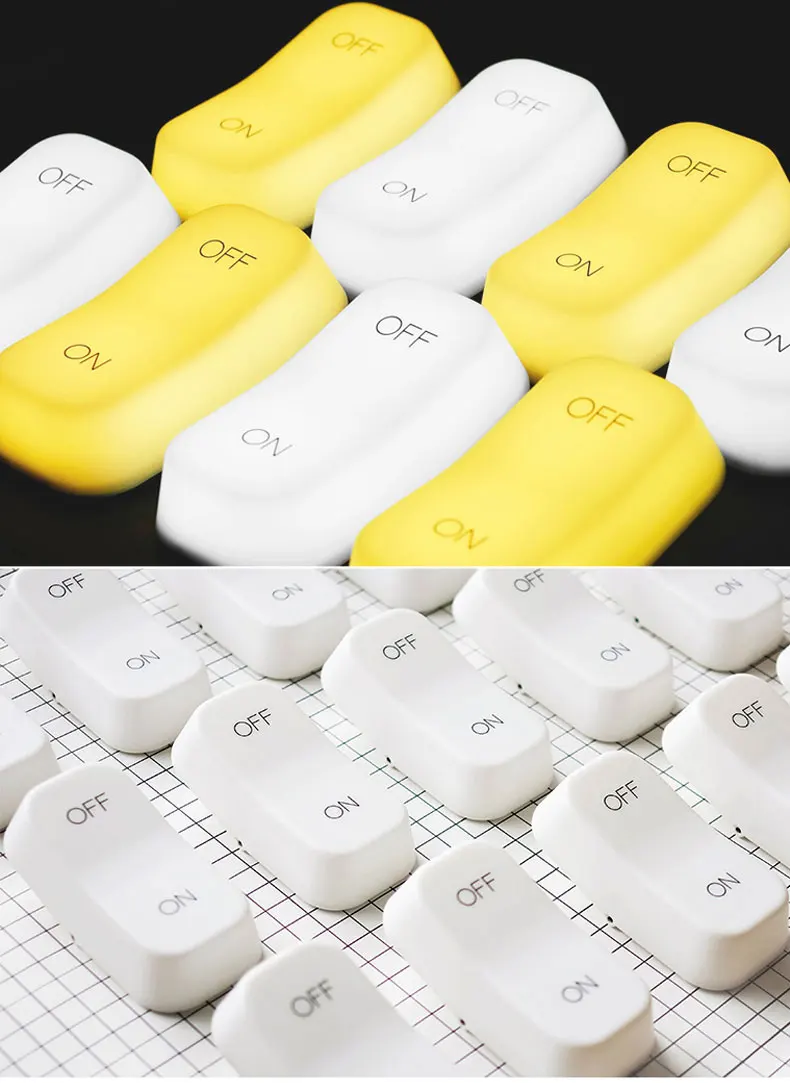 Cute Keyboard Night Light Gravity Switch ON/OFF White Yellow DC5V Rechargeable Bedside Night LED Light Great Gift to Kid/Friend