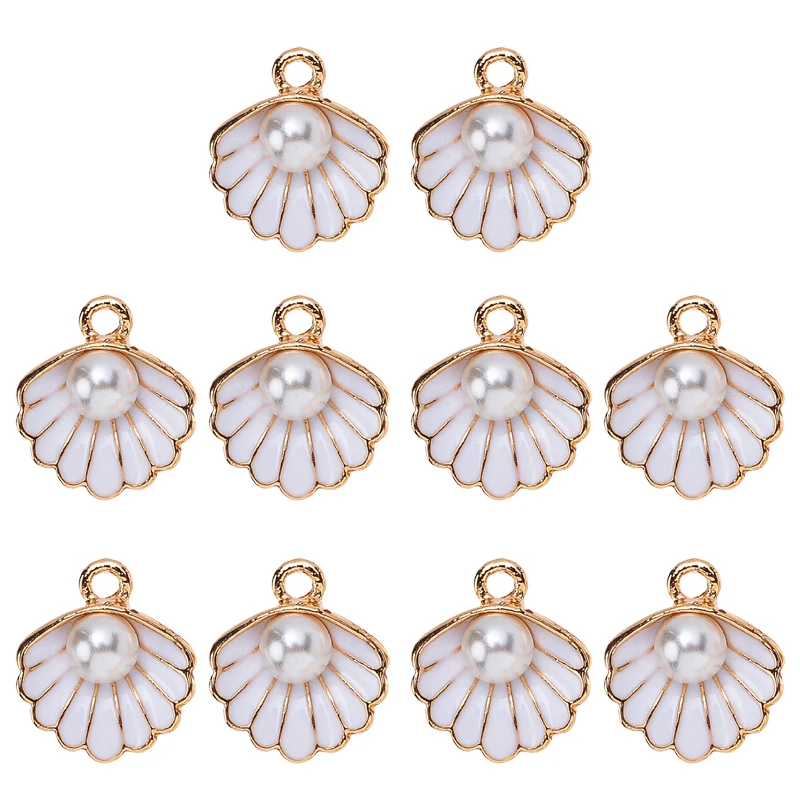 10Pcs Bunte Ozean Shell Emaille Perle Legierung Charme Anhänger frauen Armband Halskette DIY Schmuck Herstellung Zubehör Großhandel – Detail 8