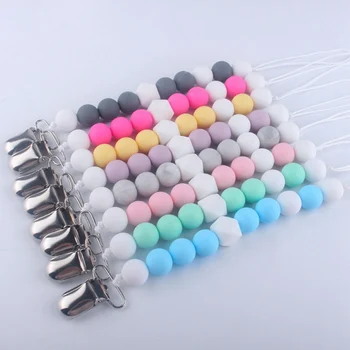 

Baby Pacifier Chain Clips Silicone Beads Teething Pacifier Clips Holder Anti-drop Pacifier Chain Holder For Nipples Chew Toys