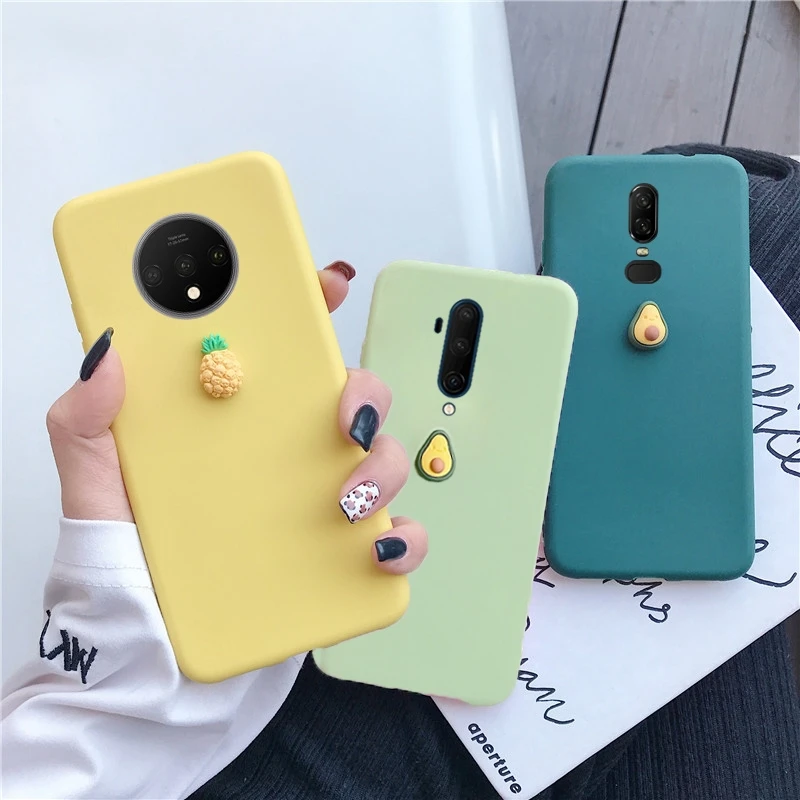 3d cute fruit silicone case on for oneplus 7t 7 pro 7tpro 7pro 6t 6 5t 5 candy color soft tpu back cover capa coque fundas | Мобильные