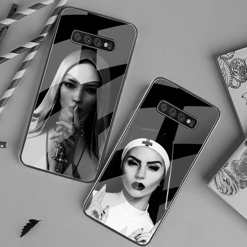 Чехол для телефона Sister Nun закаленное стекло Samsung S20 Plus S7 S8 S9 S10 Note 8 9 10 Plus|Бамперы| |