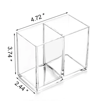 

Hot Sale Clear Acrylic Makeup Brush Holder Pen Pencil Cup Holder Cosmetic Storage Case Desktop Stationery Organizer Compartments
