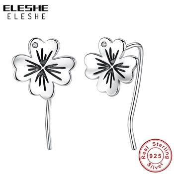 

ELESHE Authentic 925 Sterling Silver Lucky Clovers Earrings for Women Elegant Silver Stud Earrings Original Jewelry Gift