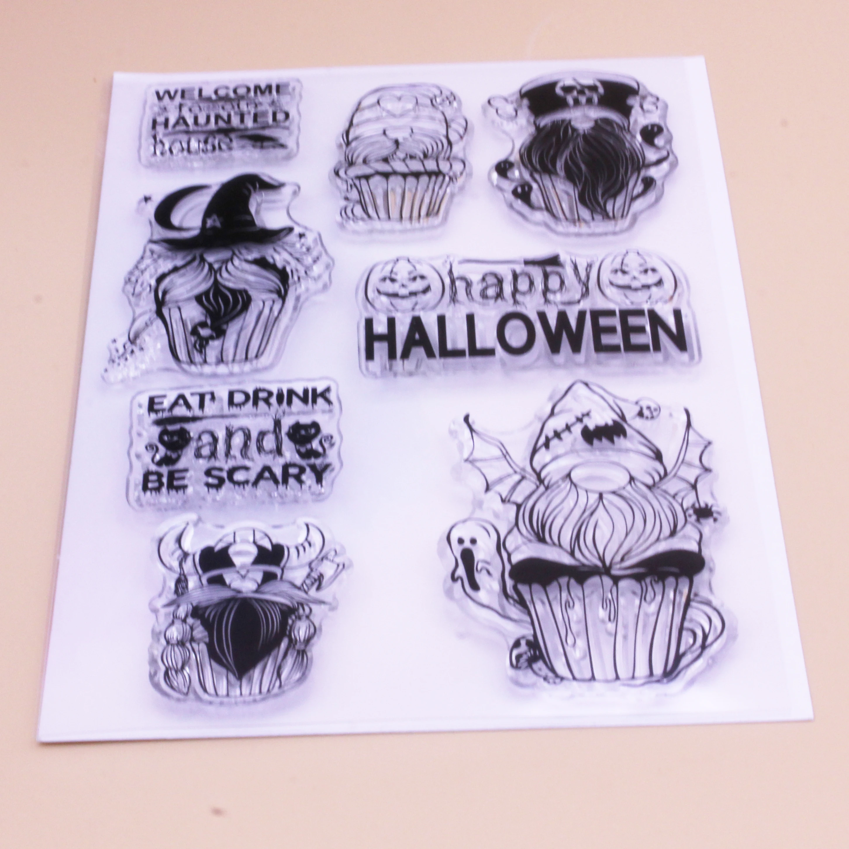 CLEAR STAMPS Happy Halloween Gnome Set Scrapbooking Handmade Card Album Paper Craft Rubber Transparent Silicone Stamp
