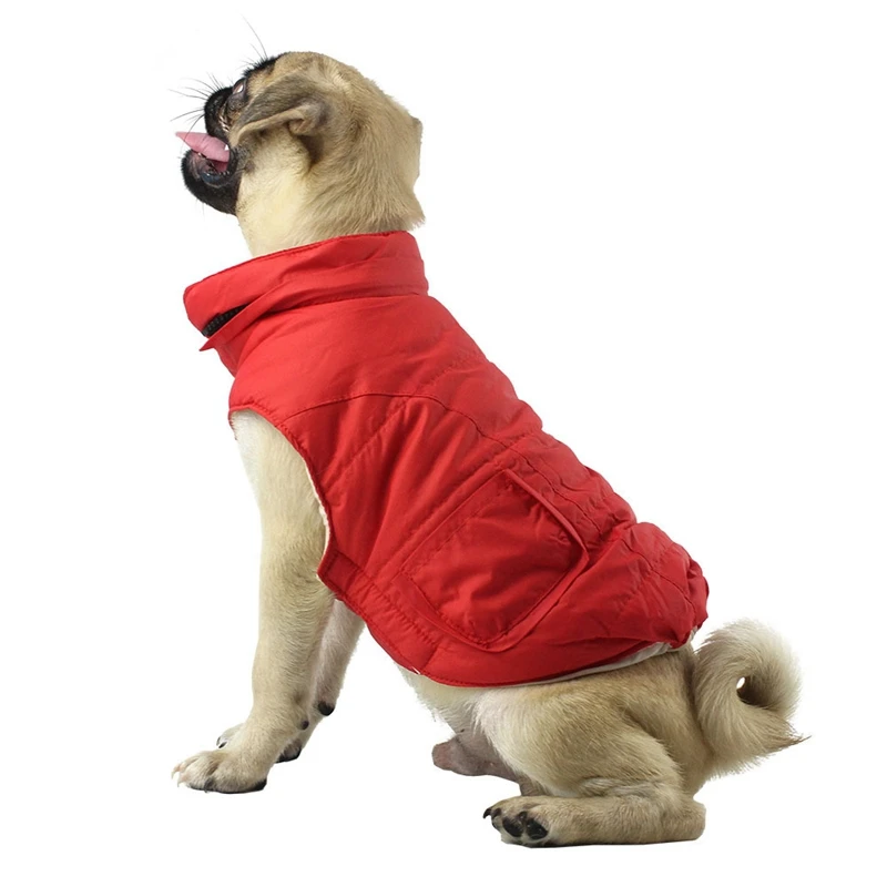 Зимняя одежда для собак, пуховая куртка для щенков, для мопса, чихуахуа, французского бульдога, с капюшоном, меховой воротник, пальто для собак, домашних животных, пушистая одежда