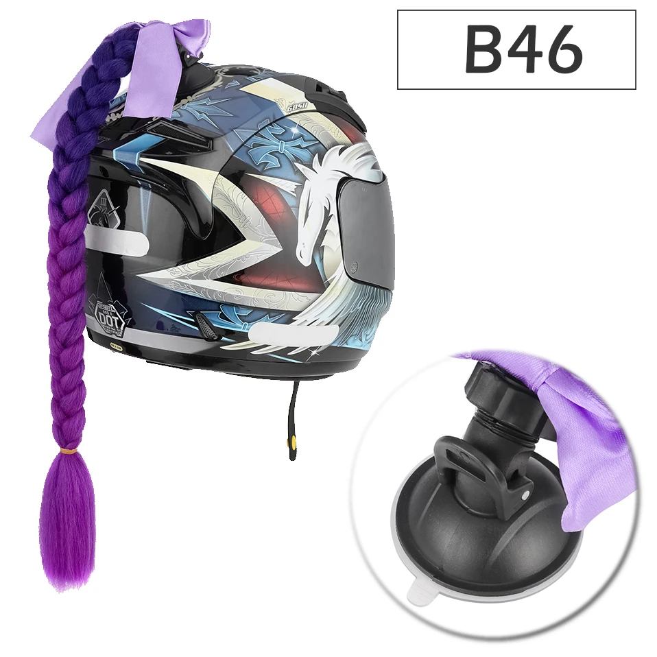 Motos, accesorios y piezas Peluca de Cola de Caballo de Motocicleta,Cola de Caballo con Ventosa Casco de Motocicleta Trenzas Cascos de Moto Casco Pigtails Degradado Coletas de Color de Motocicleta