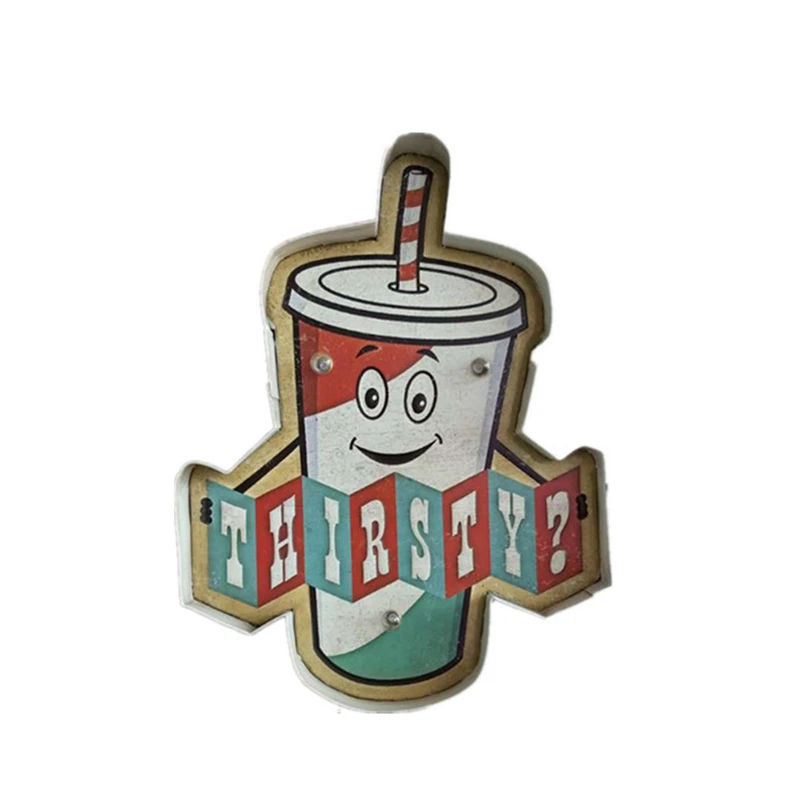 Best Retro Thirsty Drink Cola LED Neon Signboard Glowing Metal Signage Vintage Home Bar Cafe Wall Decoration Cola Bottle Hanging Sign