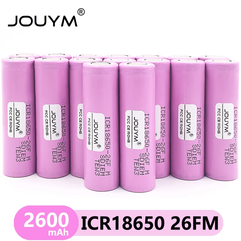 40 Pcs/Lot 3.7V 2600mAh JOUYM Original 18650 rechargeable li-ion Battery For ICR18650-26FM ICR 18650 26F 2600 mAH batteries cell