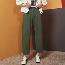 Женские неэластичные джинсы LEIJIJEANS, свободные повседневные джинсы из харлана армейской зеленой расцветки, новая модель 9116 большого размера с высокой посадкой
