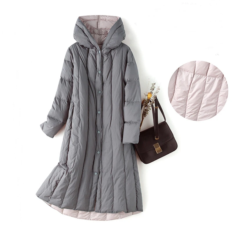 Women Hooded Down Coats Solid Quilted Long Warm Parkas 2019 Winter Long Outwear S 3XLDown Coats