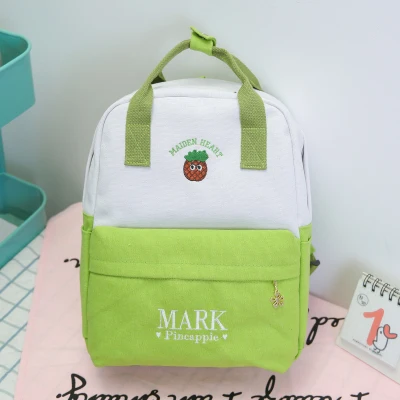 Женские рюкзаки из парусины с вышивкой, модная новинка, Женская милая Студенческая сумка, яркие цвета, сумки через плечо для девочек - Цвет: green