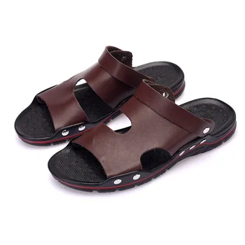 

Summer Sandals Men Leather Classic Roman Sandals 2020 Slipper Outdoor Sneaker Beach Rubber Flip Flops Men Water Trekking Sandals