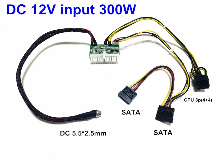 Entrada Pico Atx Switch Mineração Psu 24pin Mini Itx dc para Atx pc Fonte de Alimentação para Computador Mais 4pin Cpu 8pin Ide Mais 2pin 300w 12v - Imagem 6