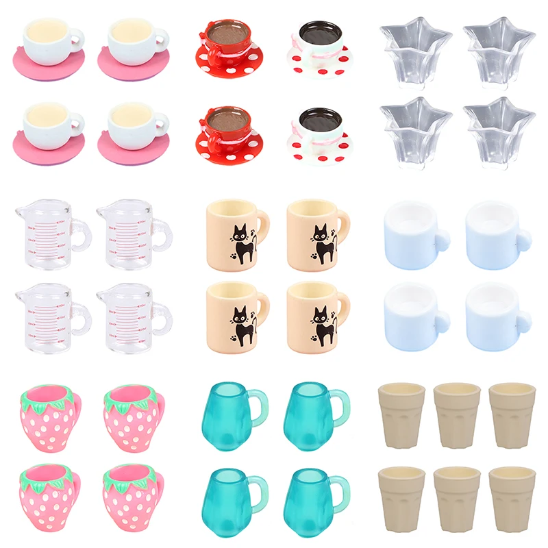 

Different Styles 1/12 Miniature Dollhouse Cute Water Cup Coffee Cup Tea Cups For Kitchen Room Food Drink Dollhouse Home Decor
