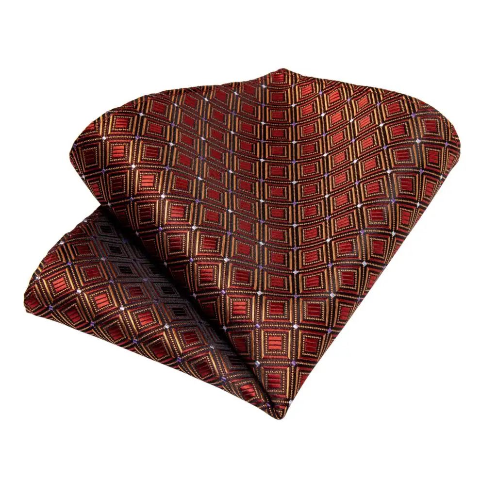 Новый Свадебный мужской галстук красный золотой клетчатый Модный дизайнерский