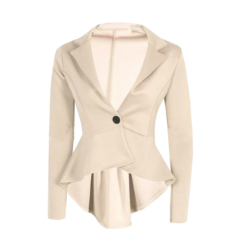 

JAYCOSIN Female jacket New Women'S Ladies Crop Frill Shift Slim Fit Peplum Jacket Coat L300726