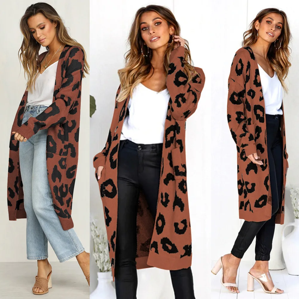 

Women Knitted Sweater Coats Winter Long Style Sweater Coat Christmas Print Knitting Coat Jacket 2019 Hot Sell Sweater Jacket