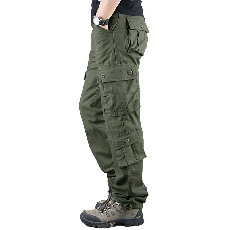 Мужские брюки карго, мужские повседневные брюки с несколькими карманами, военные тактические брюки, мужская верхняя одежда, прямые брюки, длинные брюки, большие размеры 42-44 - Цвет: Eightpocketsofgrass