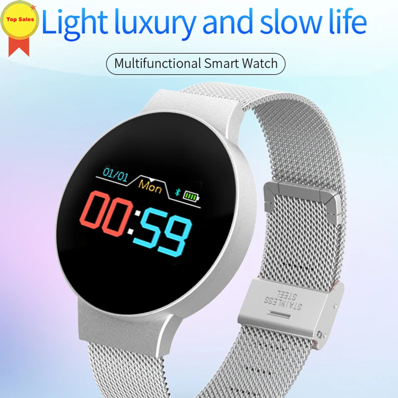 Модный металлический Смарт-браслет с IP67 водонепроницаемым Smartwatch пульсометр монитор кровяного давления фитнес-трекер Смарт-часы