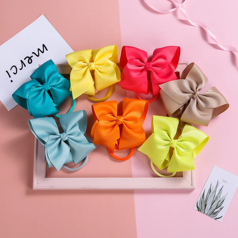 

Newborn Hair Ties For Kids Headwear Elastic Rib Bow Hair Bands For Baby Girls Ribbons Bowknot Turban Newly Born Accessories