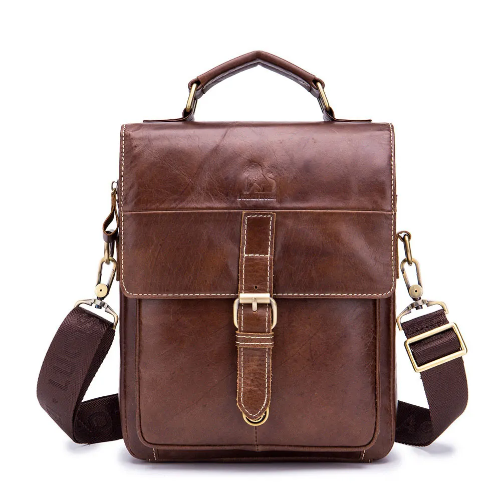Genuine Leather men's shoulder bag Designer's Messenger bag Large capacity man Crossbody Bags business male cow Leather Handbags - Цвет: Коричневый