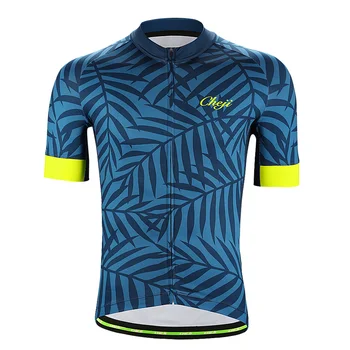 

CHEJI New Design Men's Short Sleeves Bike Shirt Standing Collar Breathable Mesh Fabric Cycling Jersey Wear