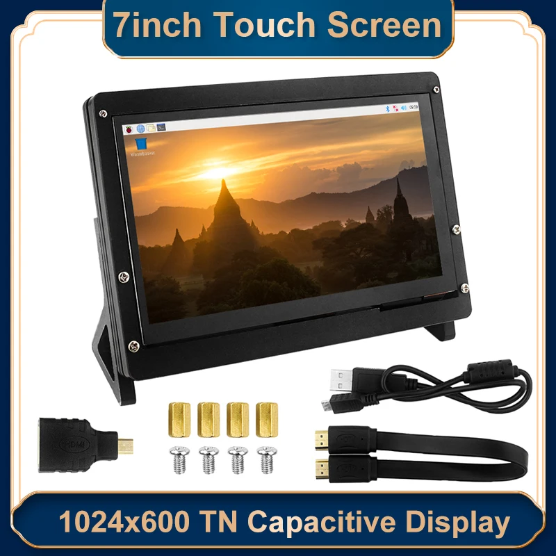 

7inch TN Display Raspberry Pi HDMI Touch Screen 1024x600 LCD Capacitive Monitor for Mini PC Raspberry Pi 4B 3B + Zero Orange Pi