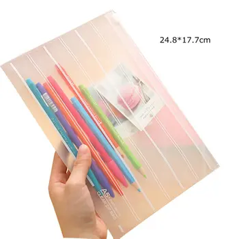 

1/5PCS Simple creative transparent frosted file bag Student large capacity A4 file bag storage bag Office file kit