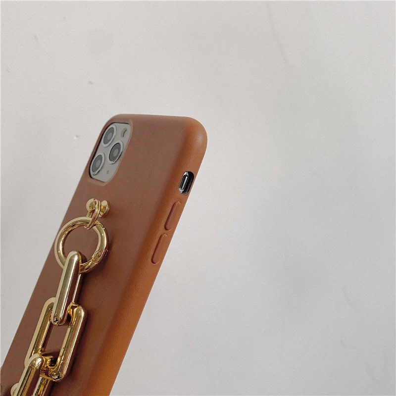 shiny Gold Chain Bracelet PU Leather case For iphone 12 12Pro Mini 11 11Pro Max X XR Xs max XR 7 8Plus case protective capa