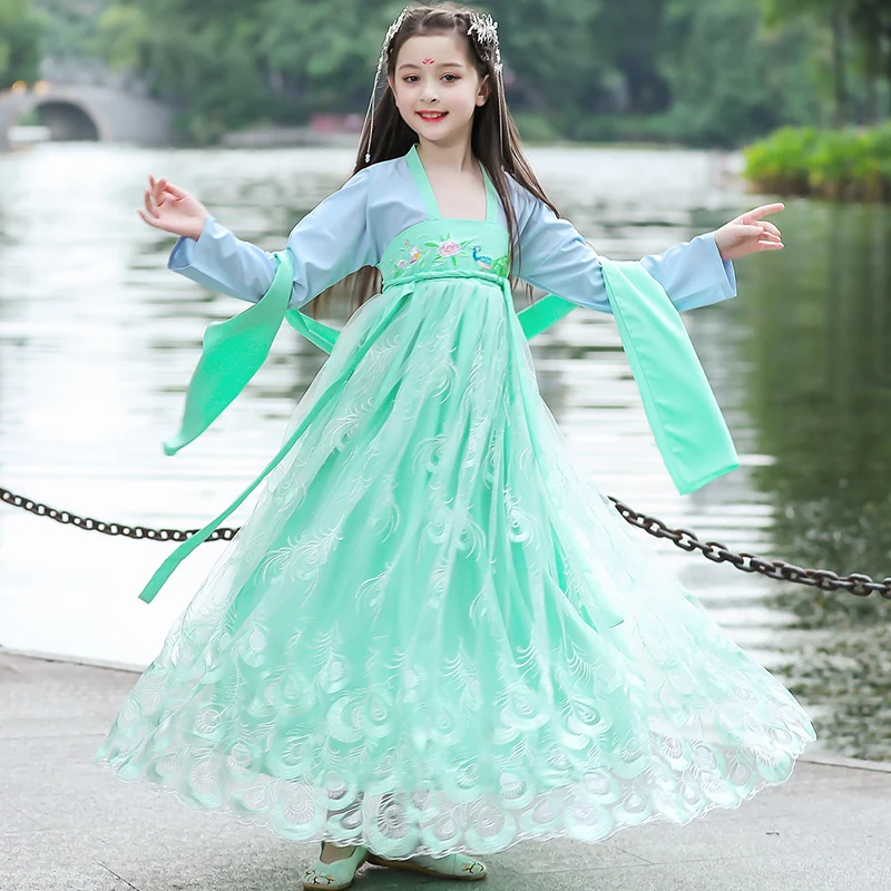 Традиционная китайская одежда, одежда для древних танцев Hanfu для девочек и женщин, праздничный наряд, костюмы для костюмированной вечеринки