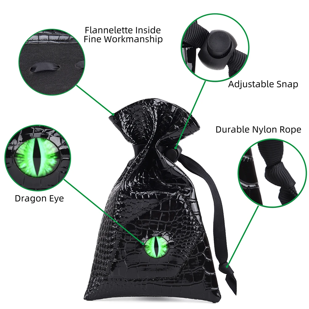 Dragon Eye Dice Bag Drawstring PU Leather DND Dice Storage Bag for DnD Coins and Other Accessories dice bag
