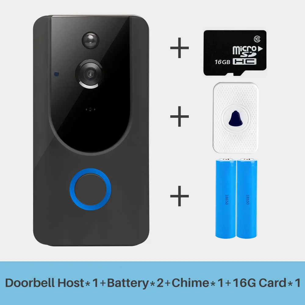 Option 6 1080P Смарт видео дверной звонок Домофон WiFi беспроводной дверной звонок камера инфракрасного ночного видения Дистанционное запись домашний монитор безопасности - Цвет: Option 6