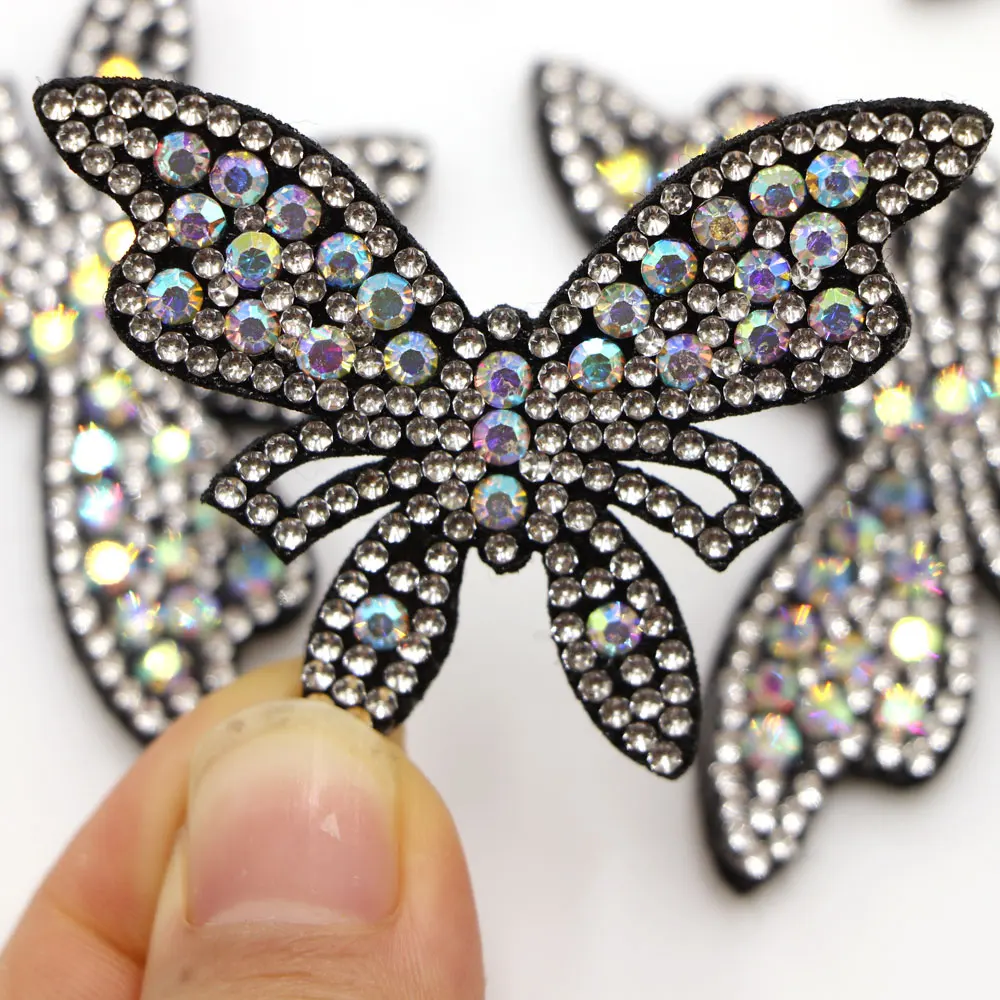 5Pcs/lot Butterfuly Rhinestone Patches For Cloth Diy Sewing Applique